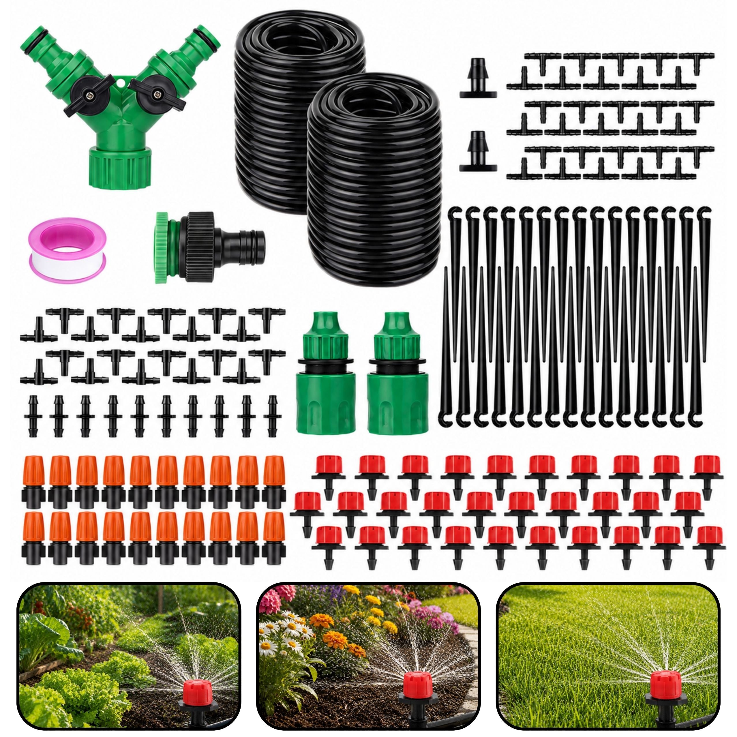 Automatic Garden Drip Irrigation System Set 55m+15m 386pcs