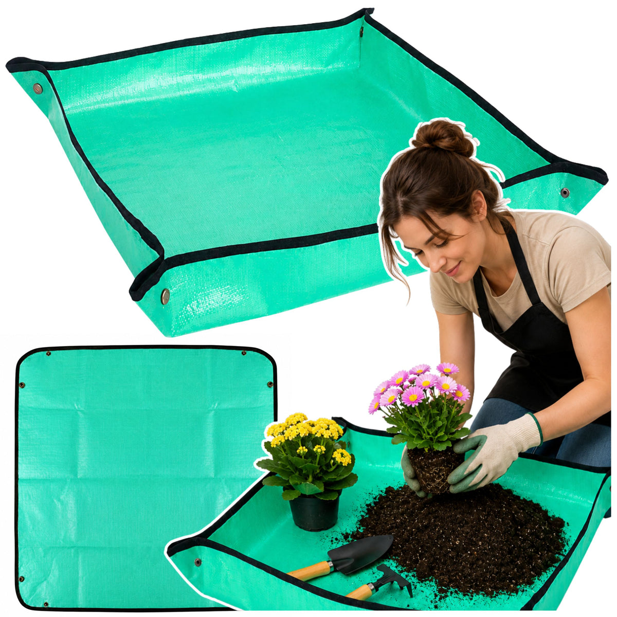 Gartenmatte zum Umtopfen von Pflanzen und Blumen, 100 x 100 cm