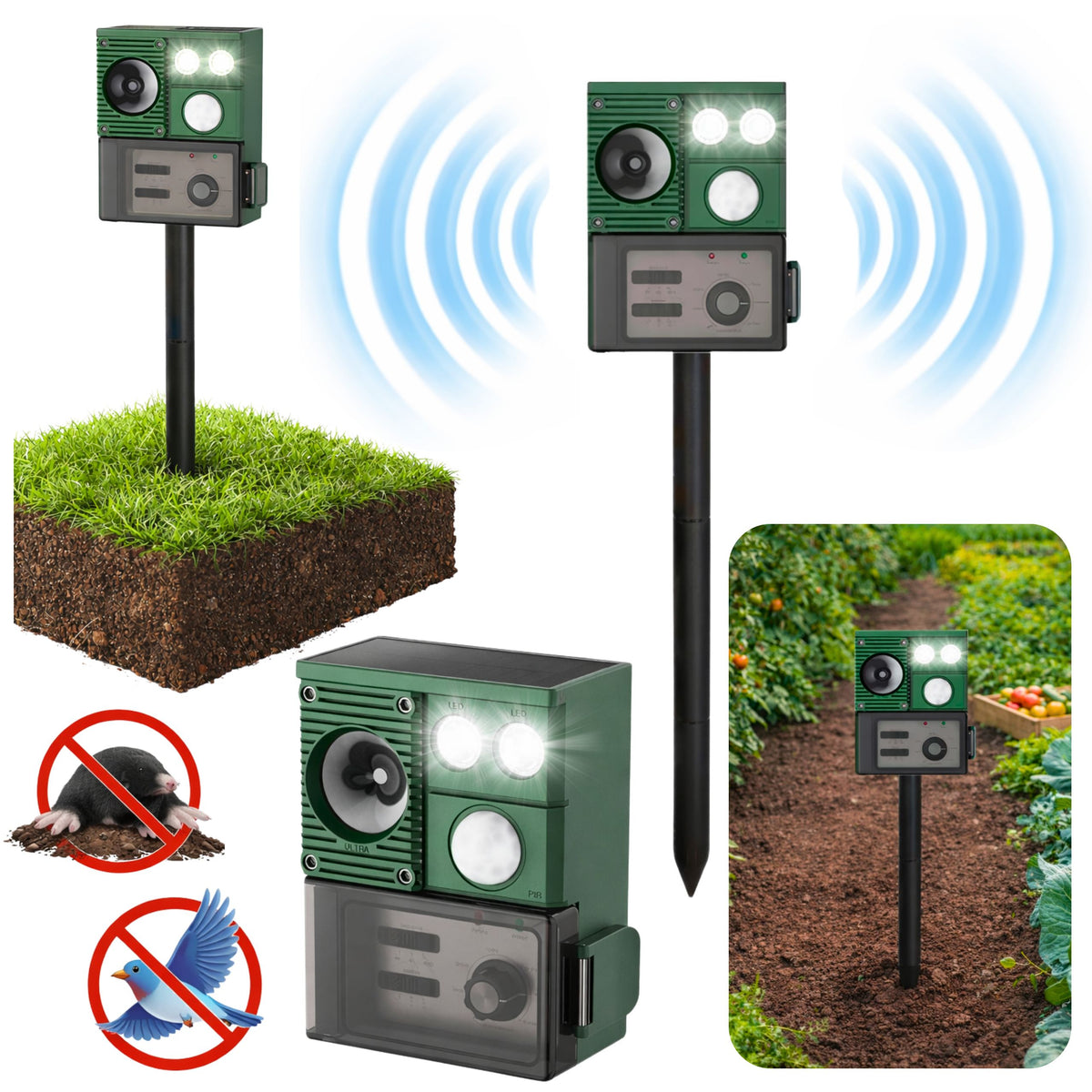 Solar Animal Repeller med rörelsesensor ultraljud LED dioder