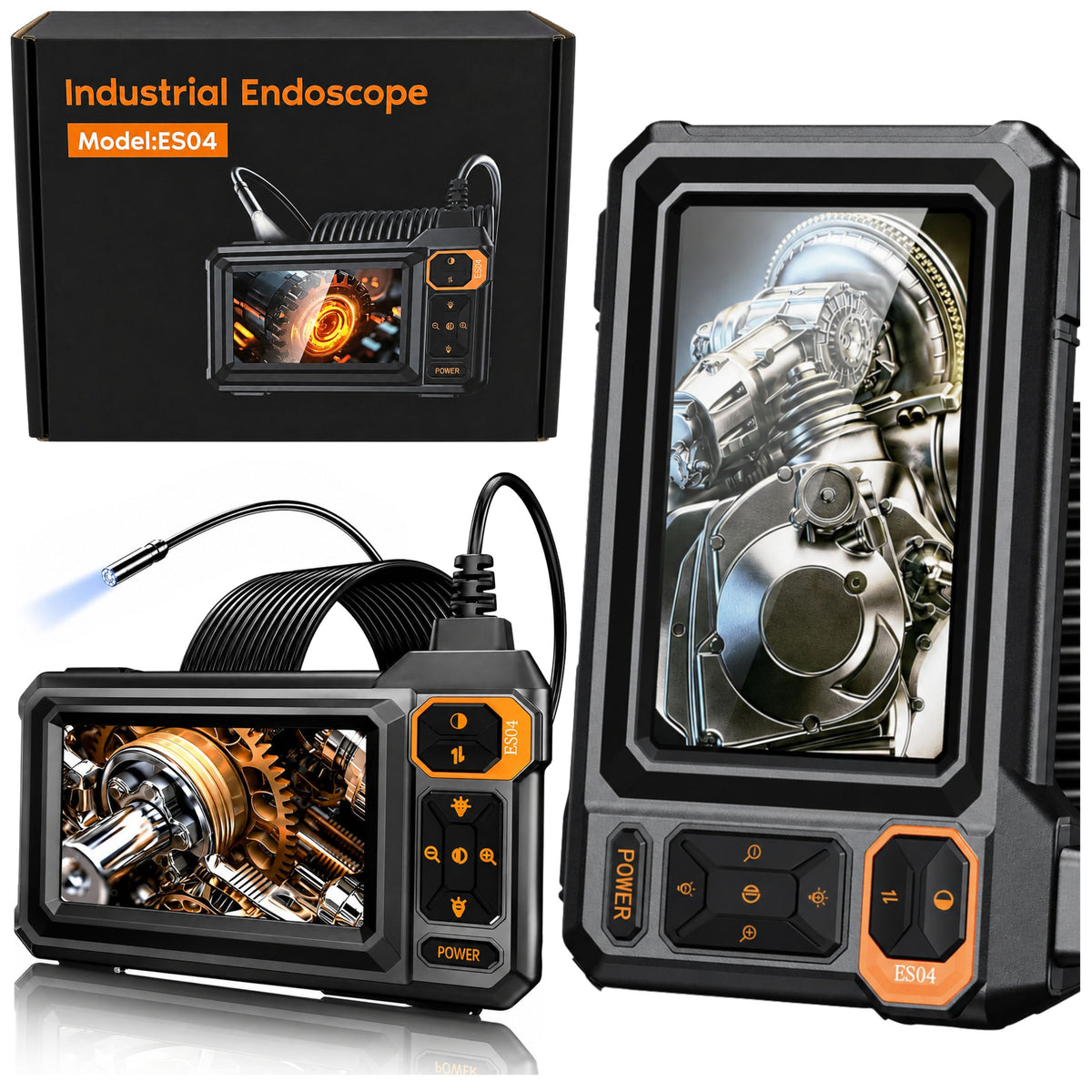 Kabelgebundene Endoskop-Inspektionskamera 8 LEDs LCD 4,3'' IP67