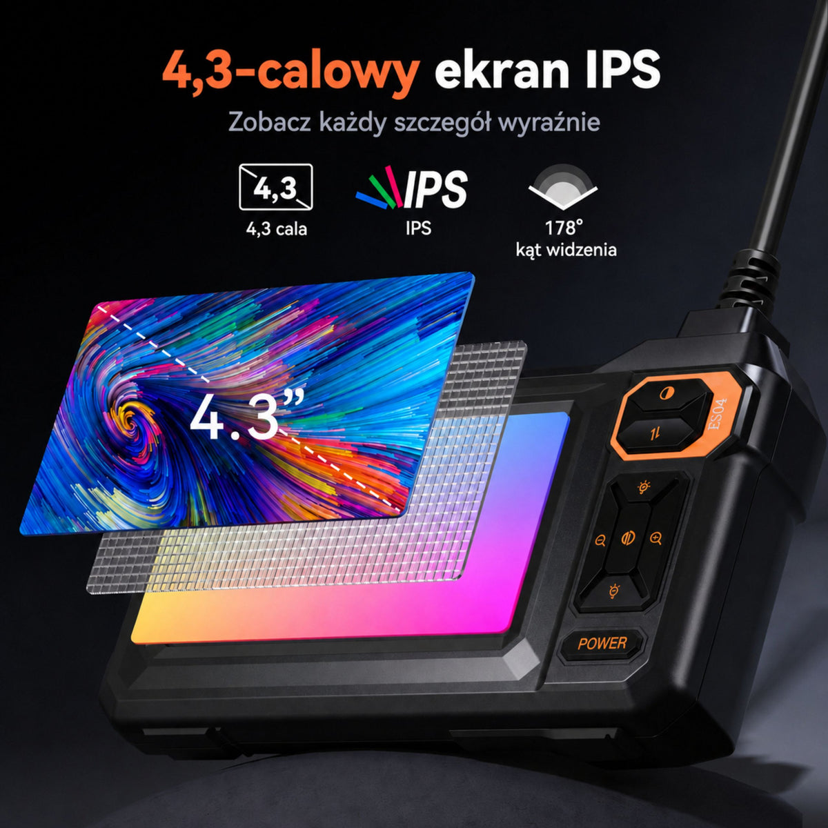 Bedrade endoscoopinspectiecamera 8 leds LCD 4,3 '' Ip67