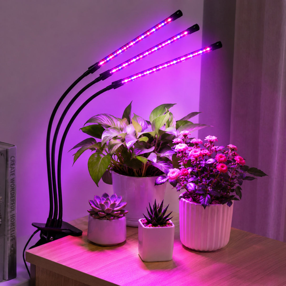 Led lámpa növények termesztéséhez és megvilágításához három modulos klip