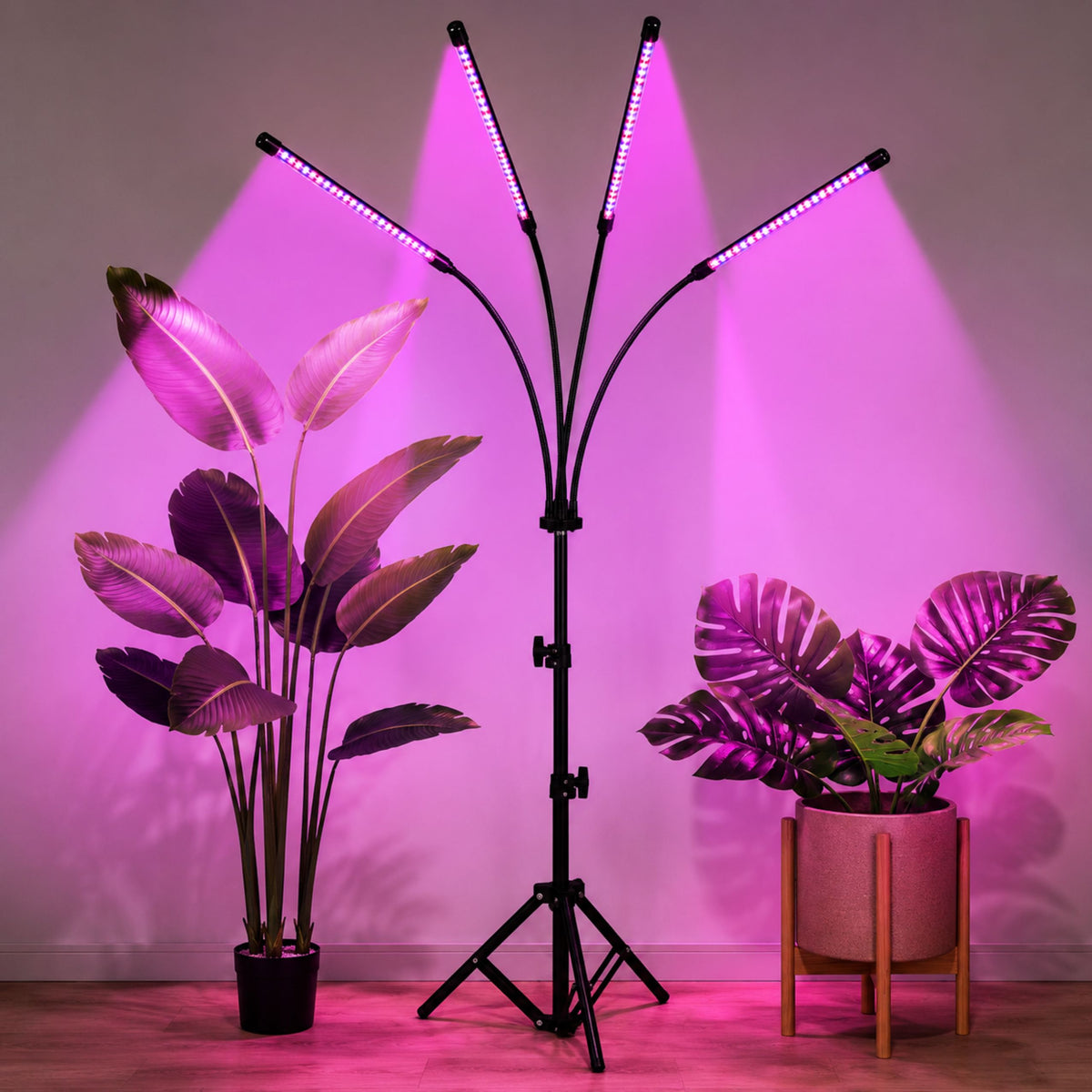 Lampada a LED per coltivare colture e illuminare piante, supporto a 4 pannelli, telecomando