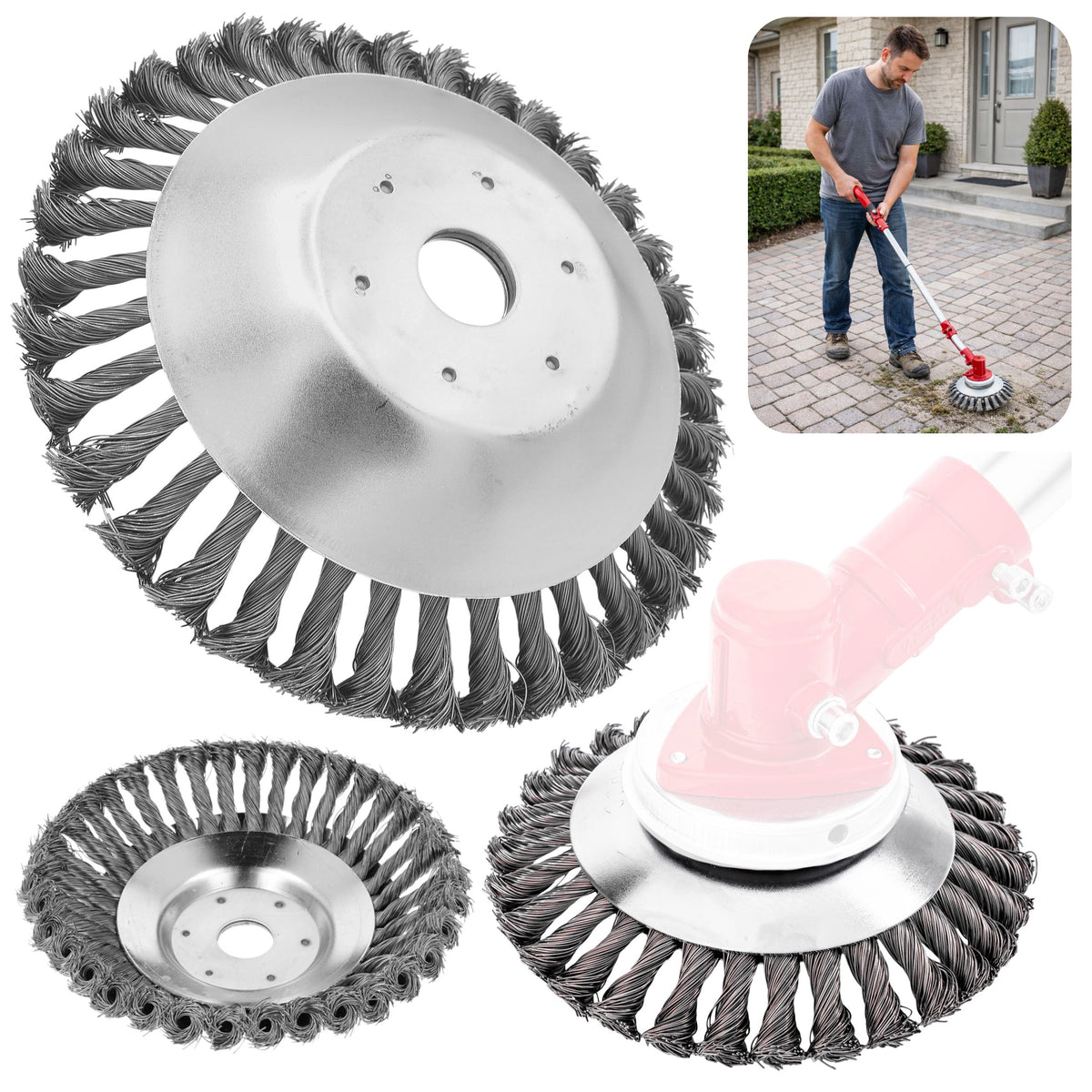 Drahtbürste für Freischneider, Freischneider, gedrehte geflochtene Scheibe, 150 mm/25,4 mm