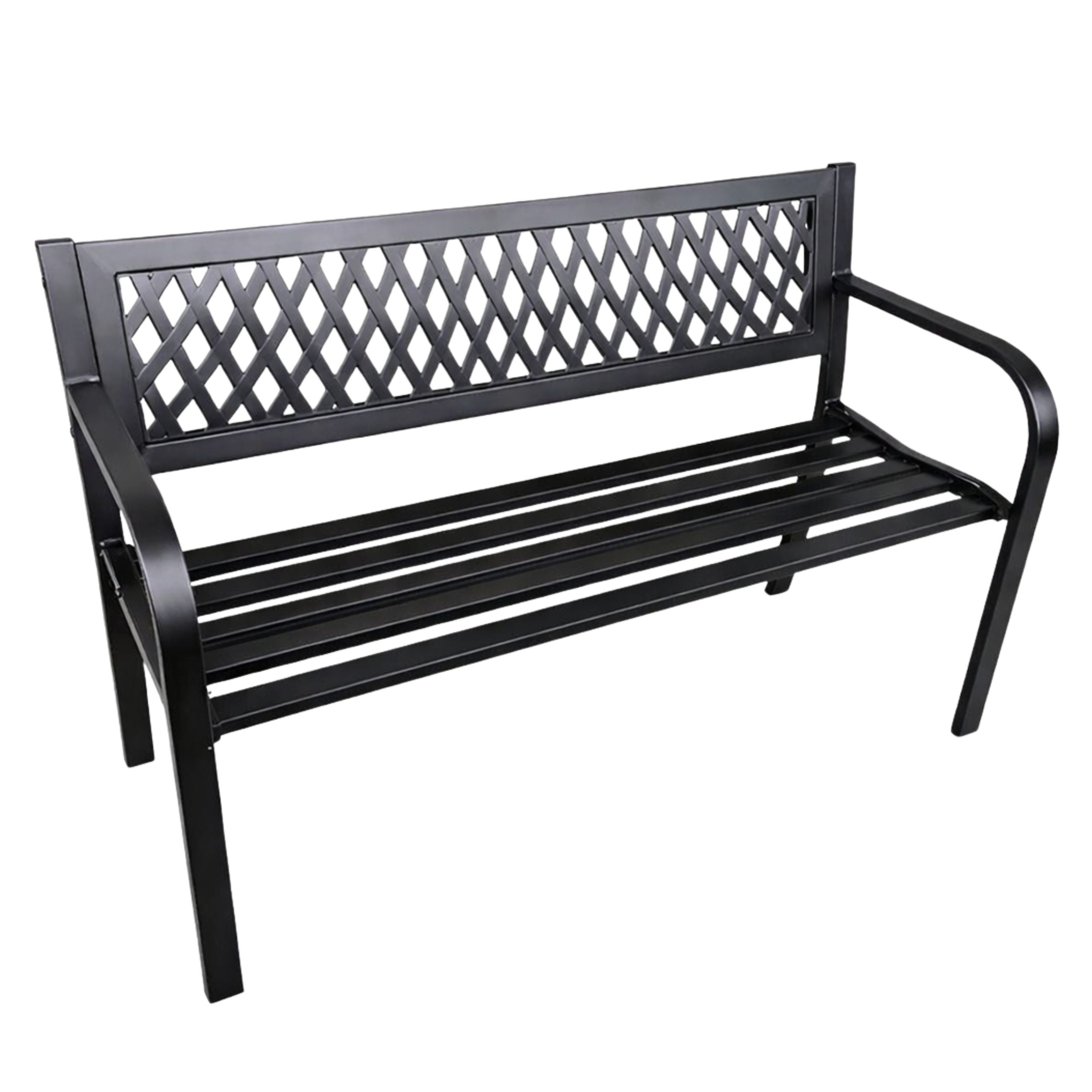 Garden Bench Park Terrace Garden Metal 2 Seater Black 120 Cm