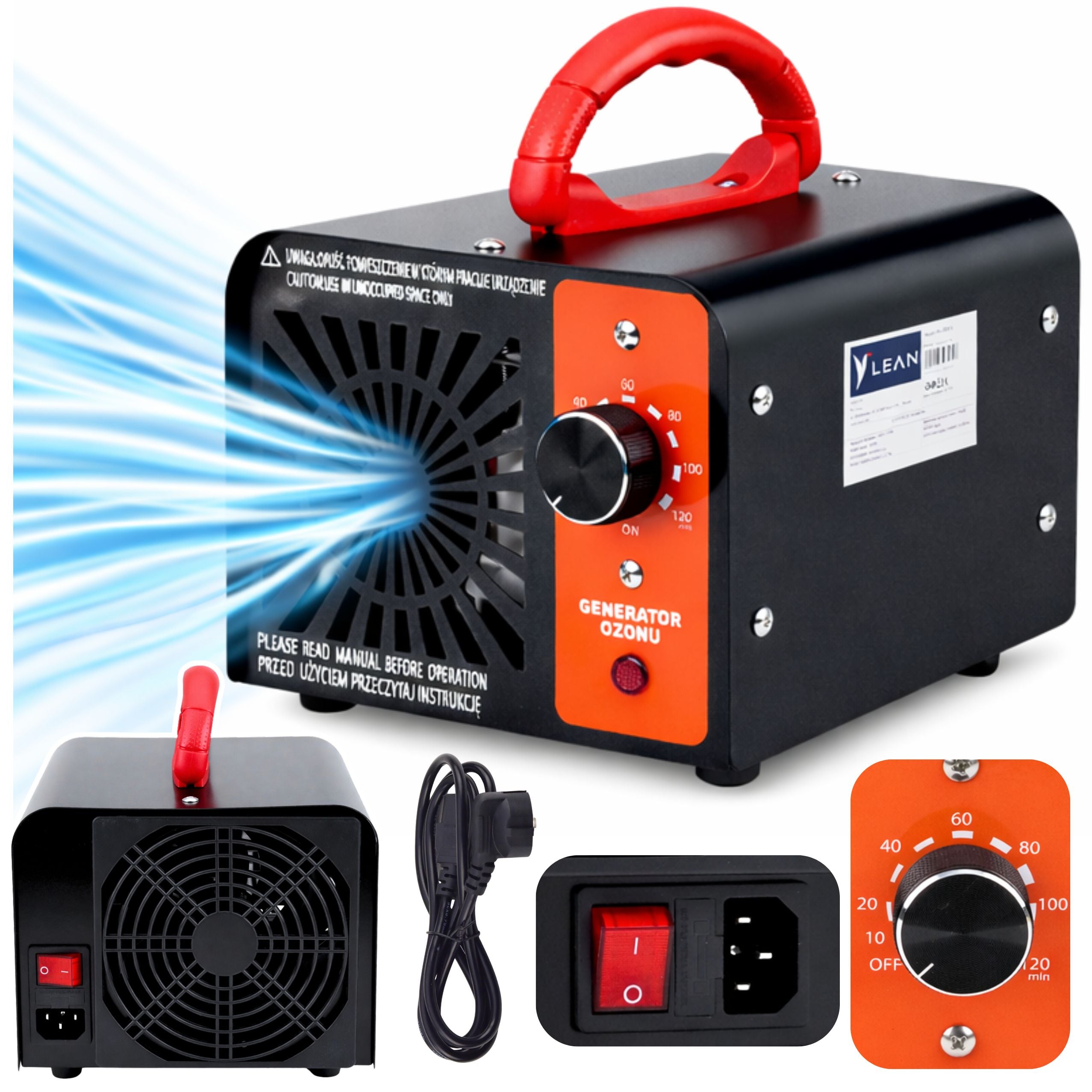 Ozone Generator Lean Ozonator 155w 60000mg Timer 120 Min