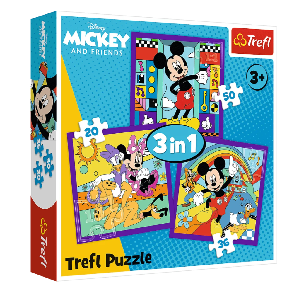 Puzzle – 3-in-1 (20 36 50 Pieces) – Mickey And His Merry Team – Mickey Mouse And Friends – Trefl 34894