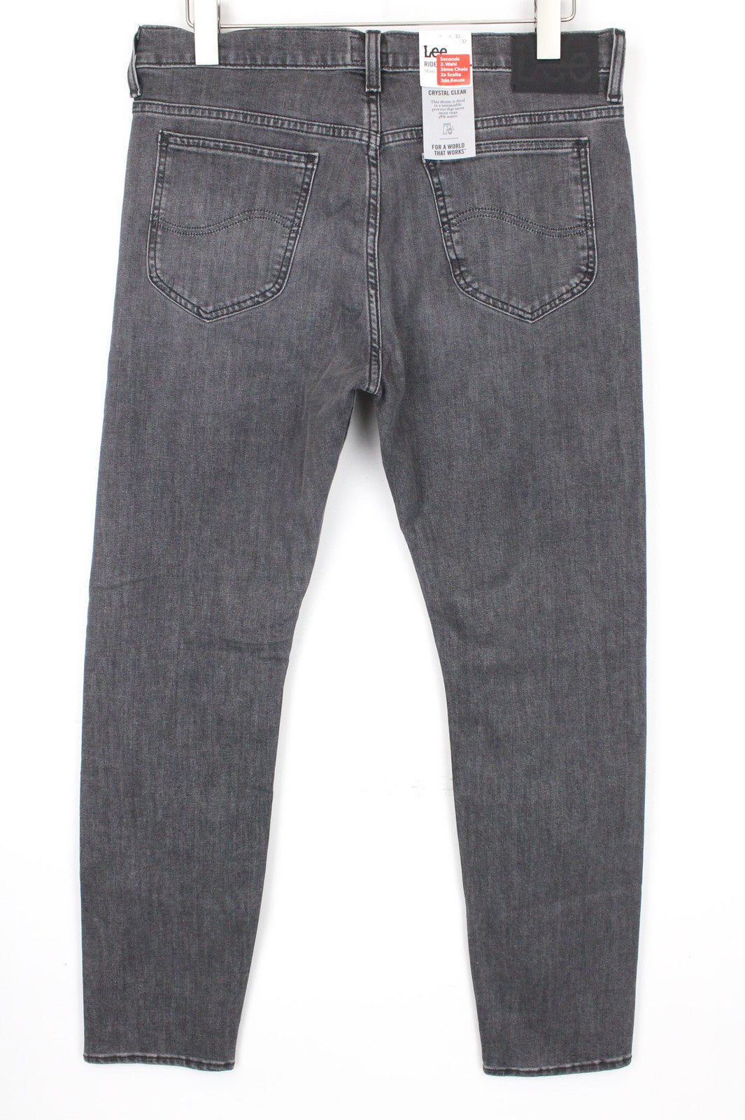 Lee Rider Herren-Jeans, grau, schmale Passform, Reißverschluss, Stretch-Baumwolle, Denim-Stil
