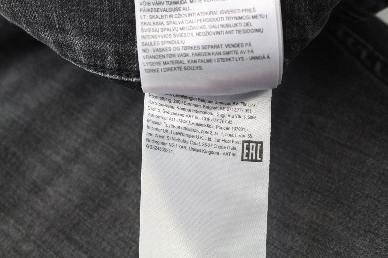 Lee Rider Herren-Jeans, grau, schmale Passform, Reißverschluss, Stretch-Baumwolle, Denim-Stil