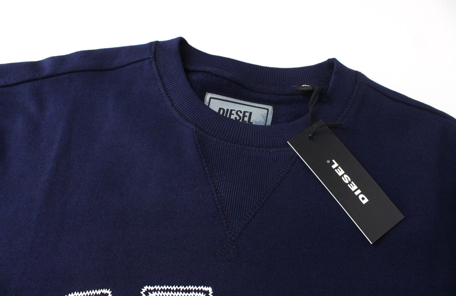 Diesel S-joe-b Felpa pánska mikinamodré logo s výšivkou Crew Neck Fleece