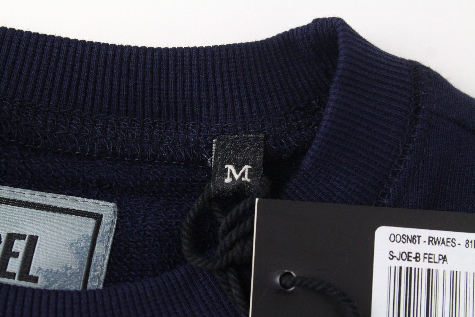 Diesel S-joe-b Felpa pánska mikinamodré logo s výšivkou Crew Neck Fleece