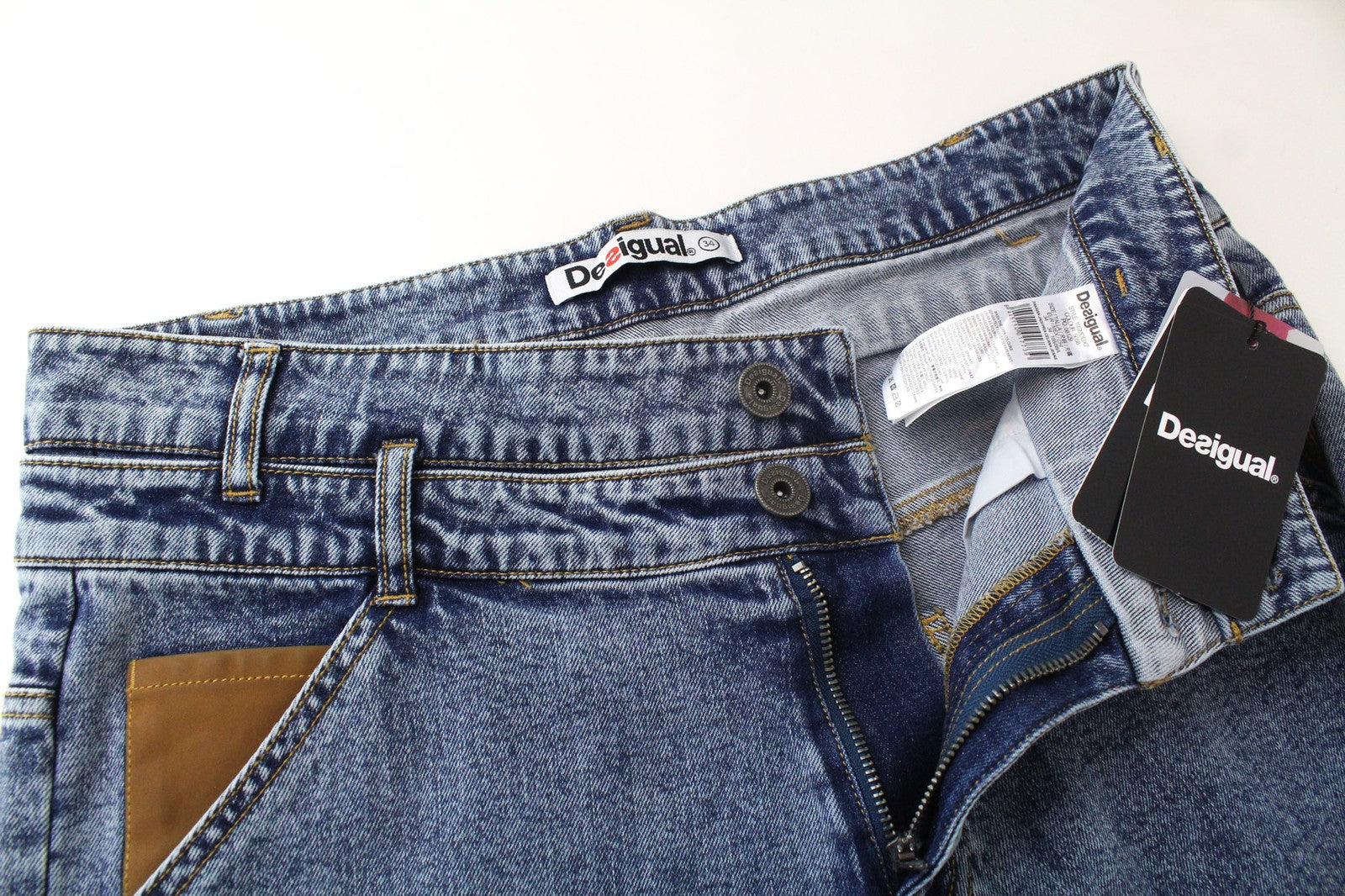 Desigual Coll_rep Men Jeansmid Blue Stretch Zip-fly Patch Denim classico