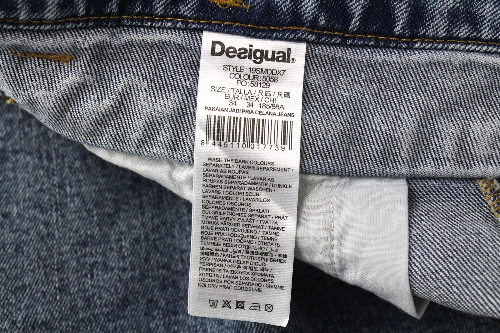 Desigual Coll_rep Men Jeansmid Blue Stretch Zip-fly Patch Denim classico