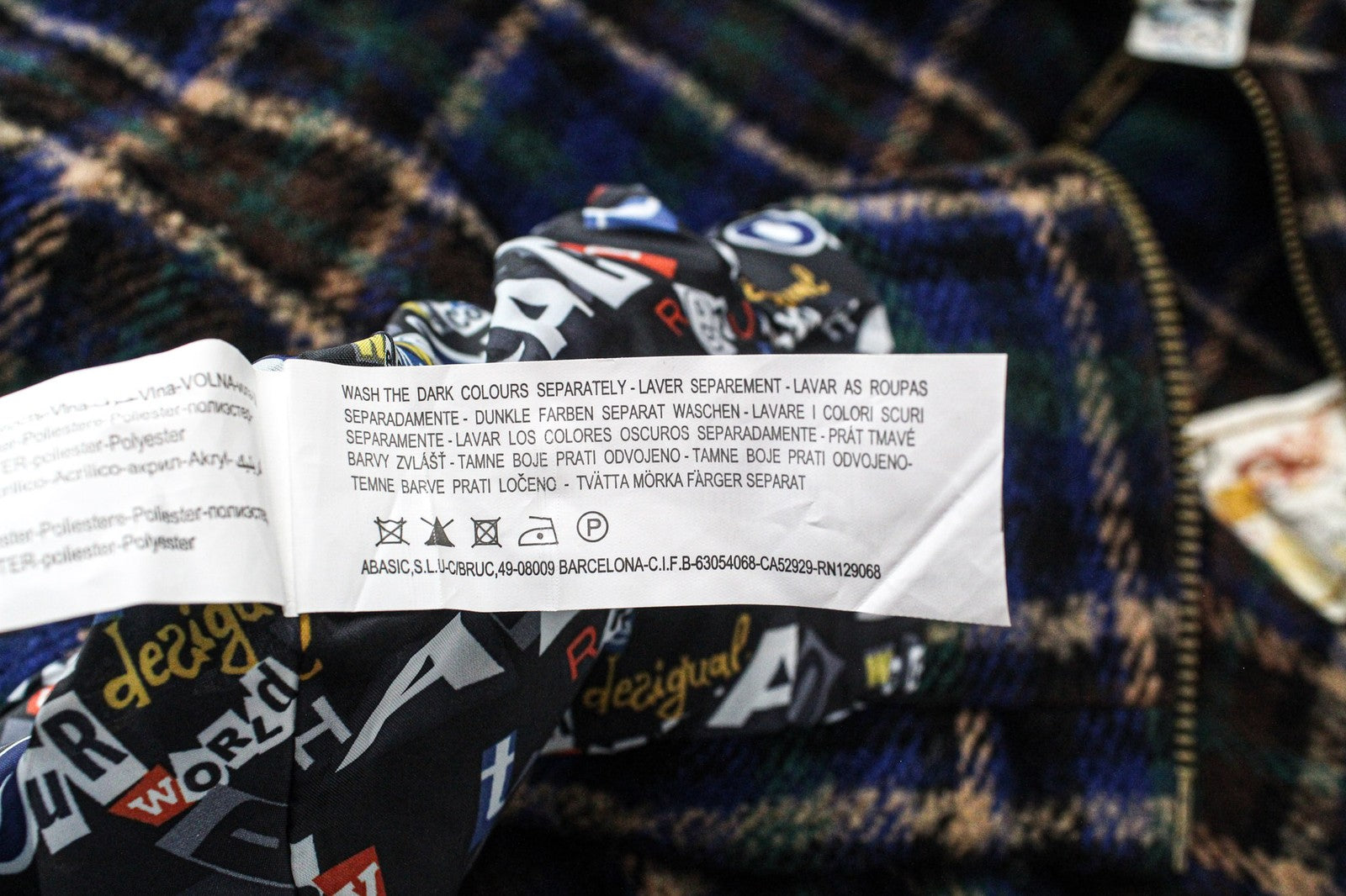 Desigual damski płaszcz w kolorze niebieskim z domieszką wełny w kratę, oversize kimono z rękawami