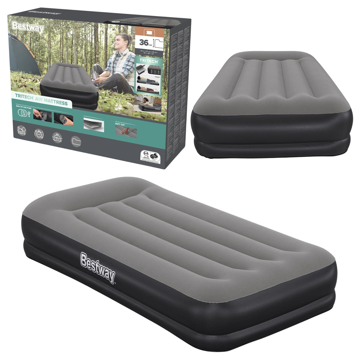 Tritech Air Mattress 191x97cm Bestway 671bt Single Inflatable Mattress