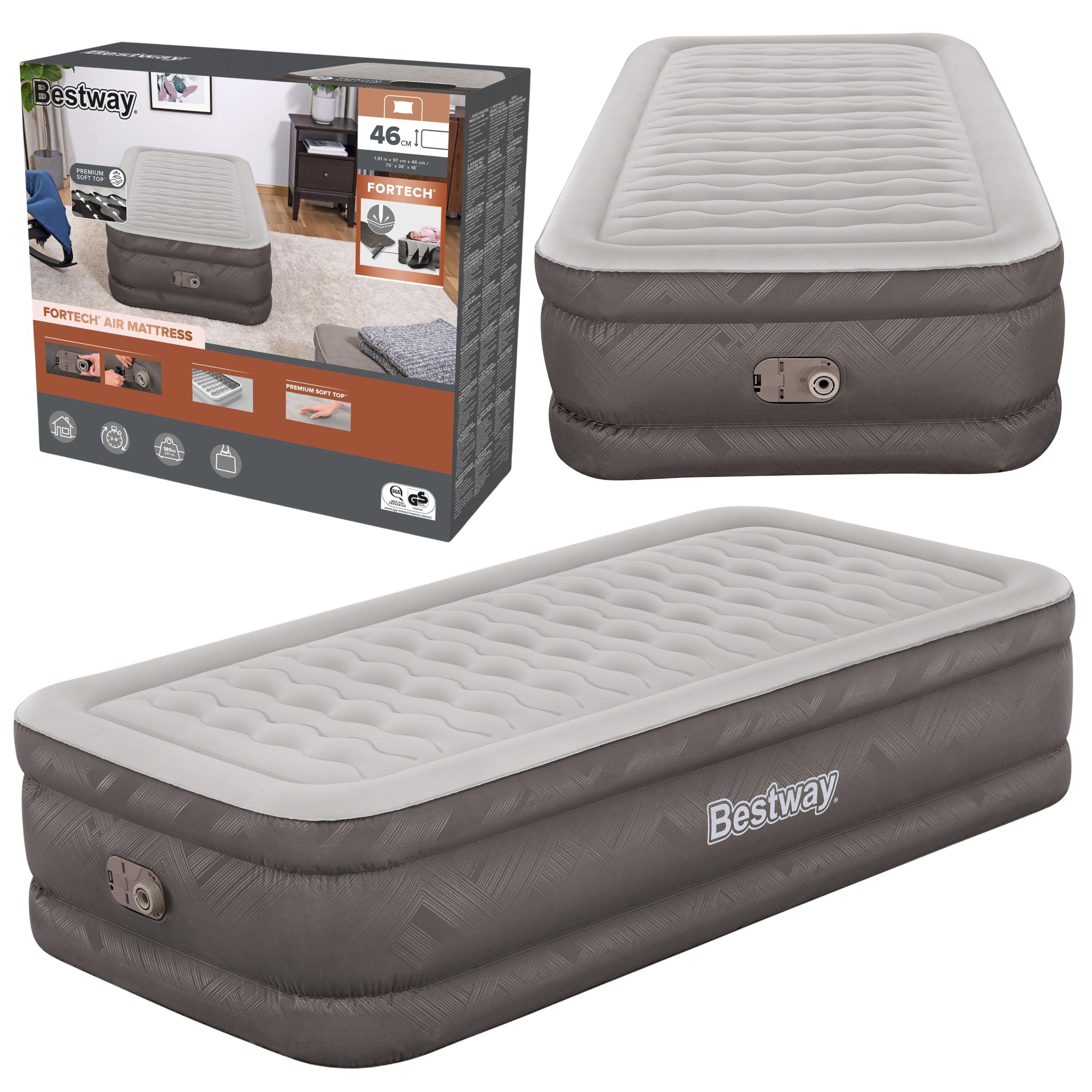 Single Inflatable Mattress With Electric Pump 191 X 97cm Bestway 69048