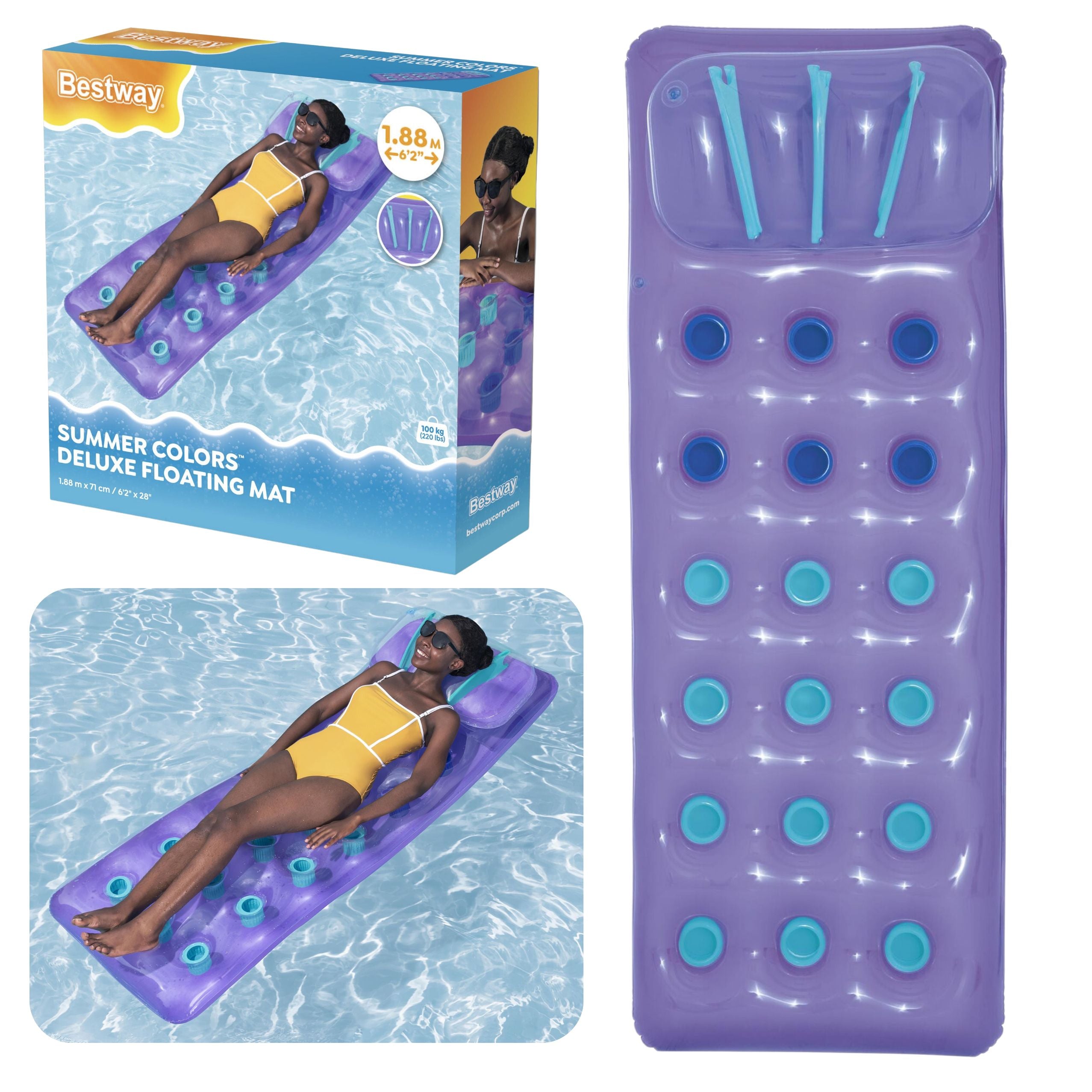 Inflatable Mattress For Swimming Pool Purple Bestway 43015