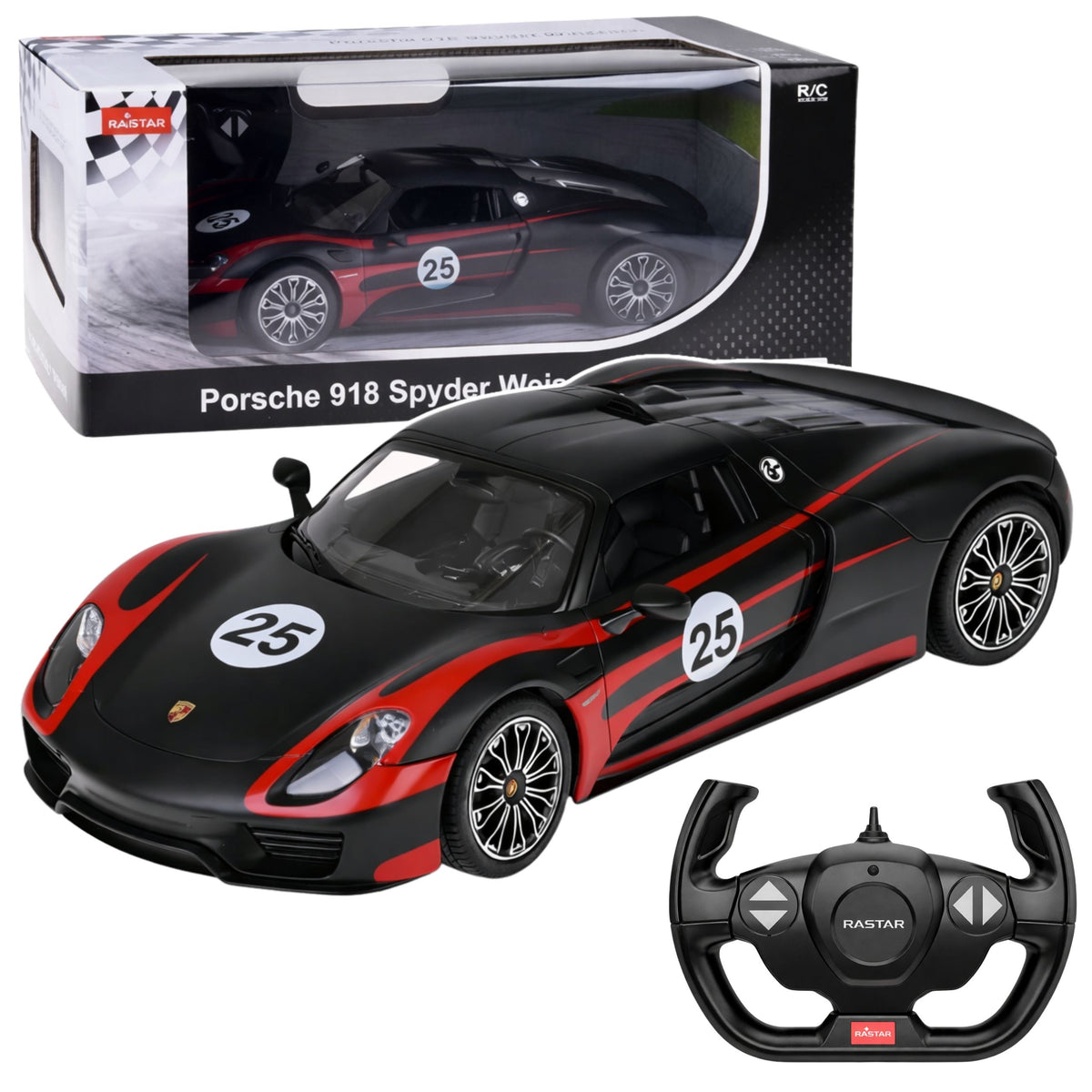 Porsche 918 Spyder Performance Remote Controlled Rc Car Black Rastar 1:14