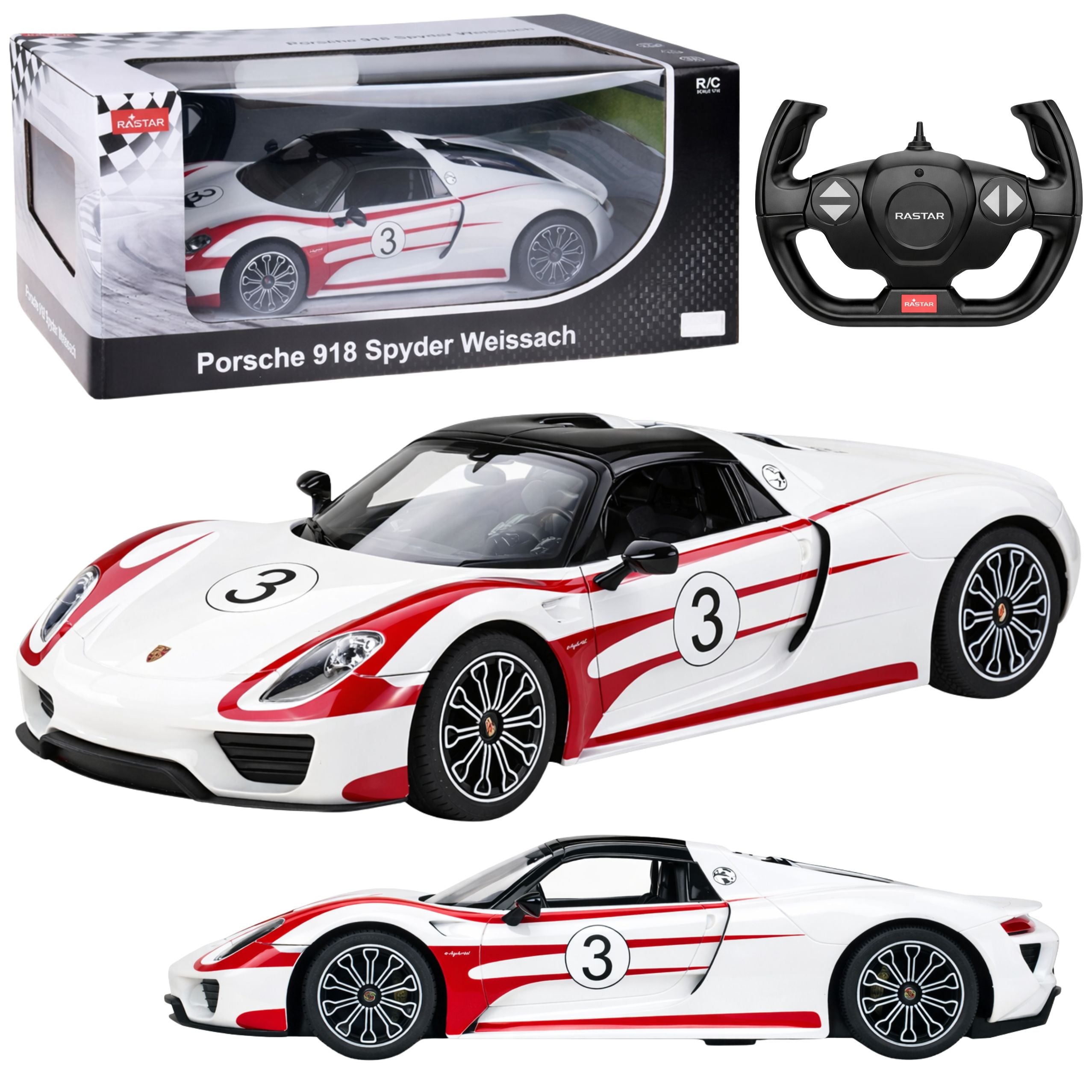 Porsche 918 Spyder Performance Remote Controlled Rc Car White Rastar 1:14
