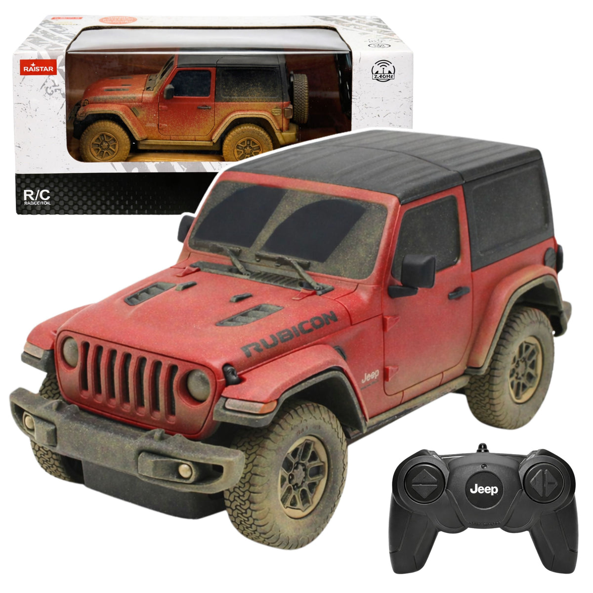 Jeep Wrangler Rubicon-muddy Remote Controlled Rc Car Red Rastar 1:24