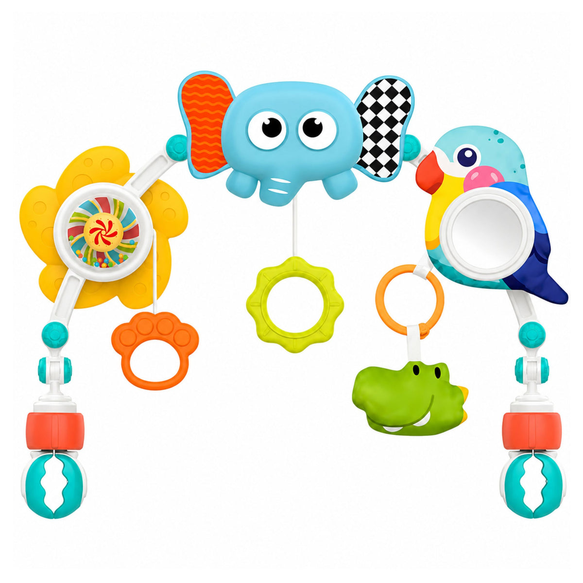 Sensory Arch With Elephant For Crib Car Seat Stroller Mirror Rattle