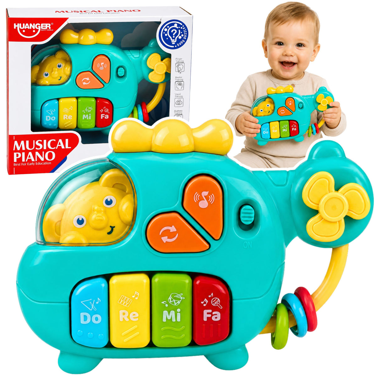 Piano musicale educativo per elicotteri per suoni di melodie per bambini