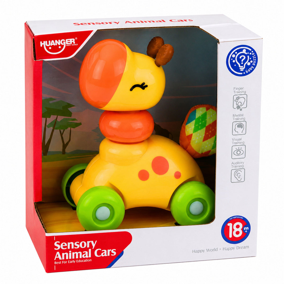 Jouet sensoriel interactif girafe voiture pour tout-petits jaune