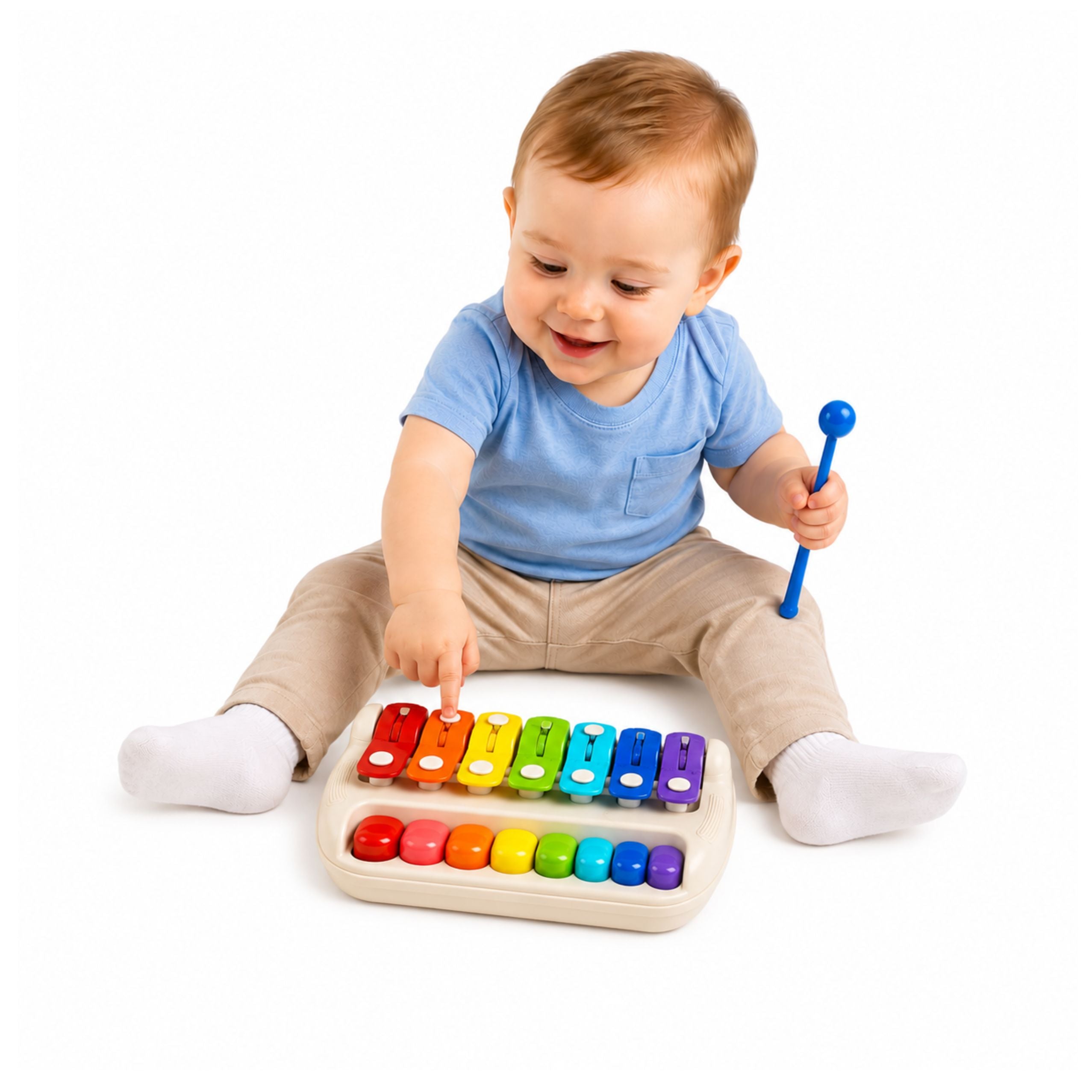 Children's Xylophone Piano Colorful Musical Instrument 2 In 1 Drumstick