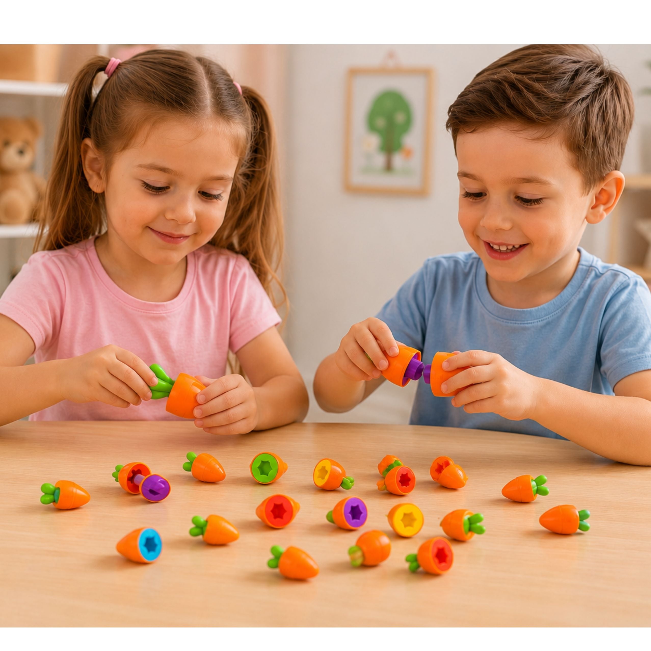 Educational Carrot Sorter Matching Shapes Colors 12 Pcs.