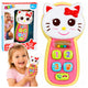 Interactive Baby Phone Kitten Mirror Rattle Lights Sound