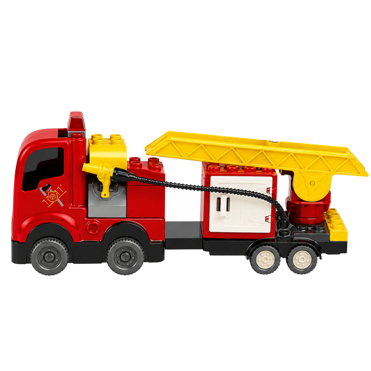 Ensemble de blocs de construction de figurines de pompier de camion de pompier motorisé de service d'incendie