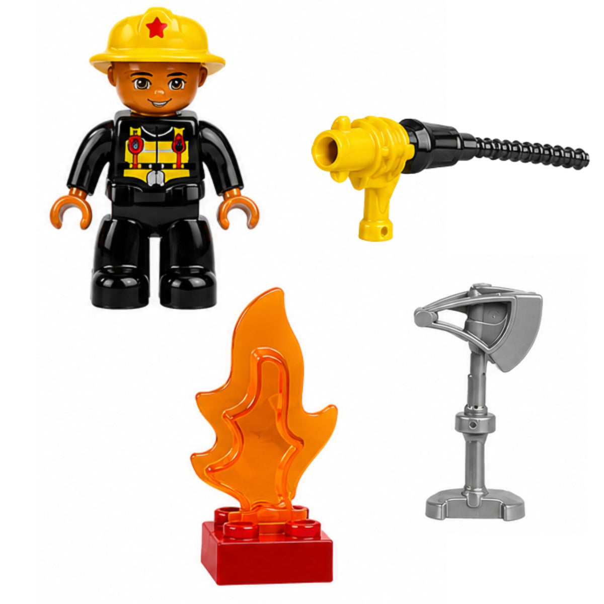Ensemble de blocs de construction de figurines de pompier de camion de pompier motorisé de service d'incendie