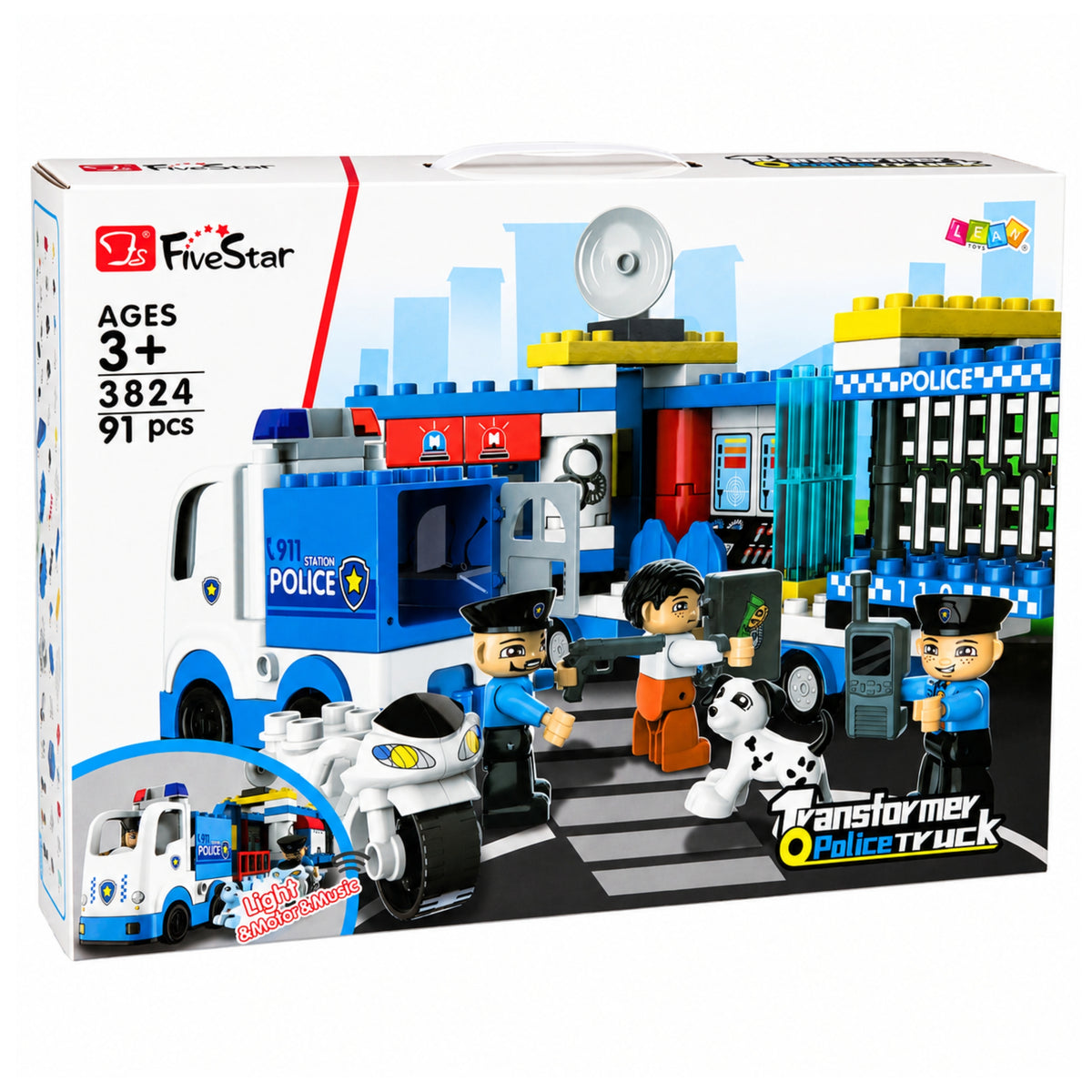 Cărămizi Construcții Camion Poliție Motocicletă Figurine Poliție 91 Buc.