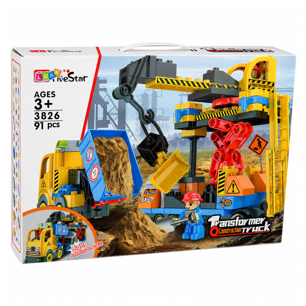 Construction Blocks Building Base Crane Dumper Sounds 91 Pcs.