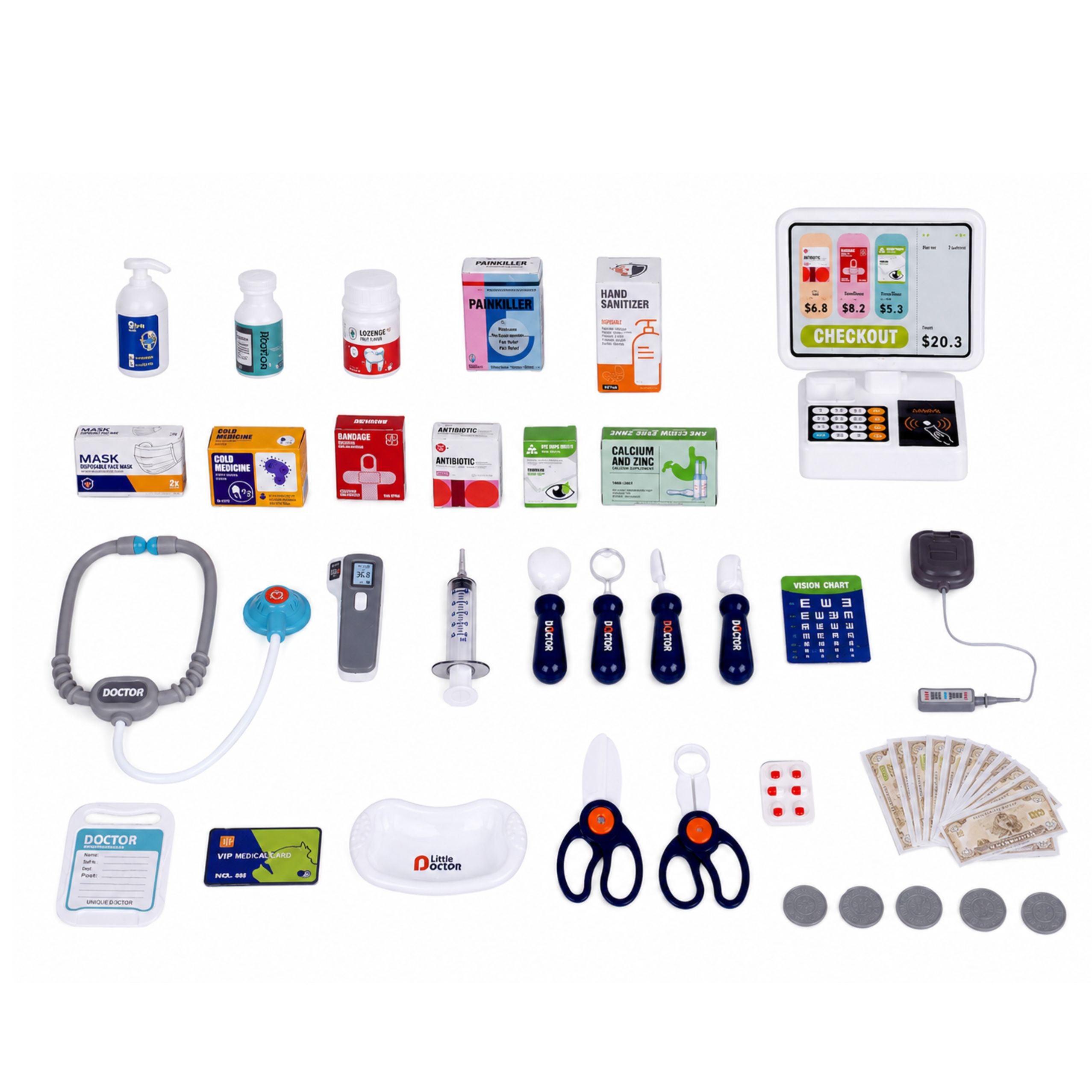 Large Medical Set Medical Table Doctor Lights Sounds Accessories 77pcs.
