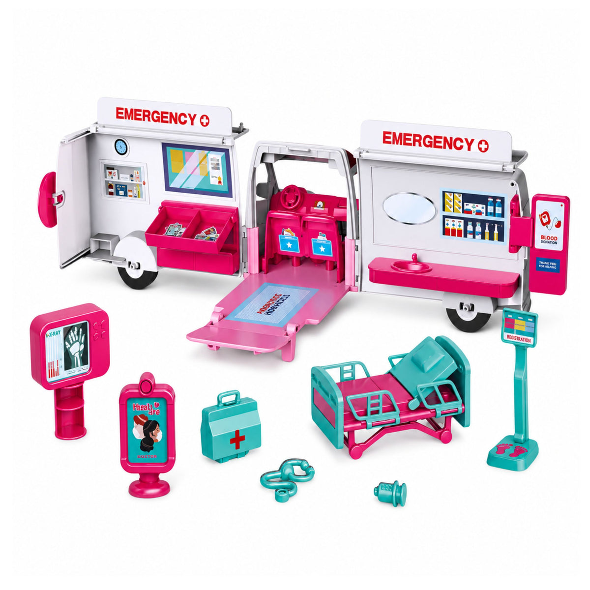 Ambulance pliable pour poupées, accessoires pour Mini poupées d'hôpital, 11 pièces.