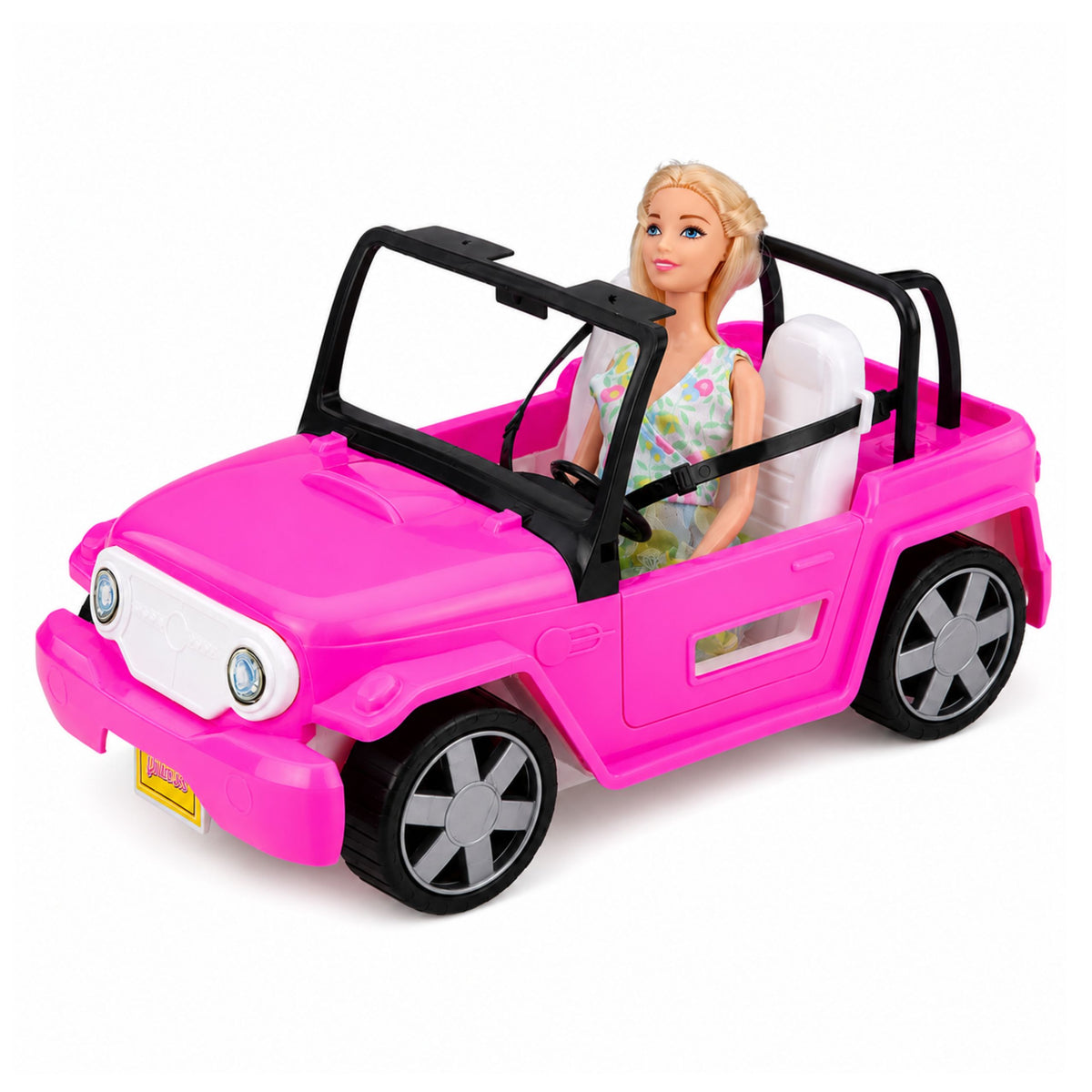 Bella Doll In Colorful Dress Pink Convertible Car Set
