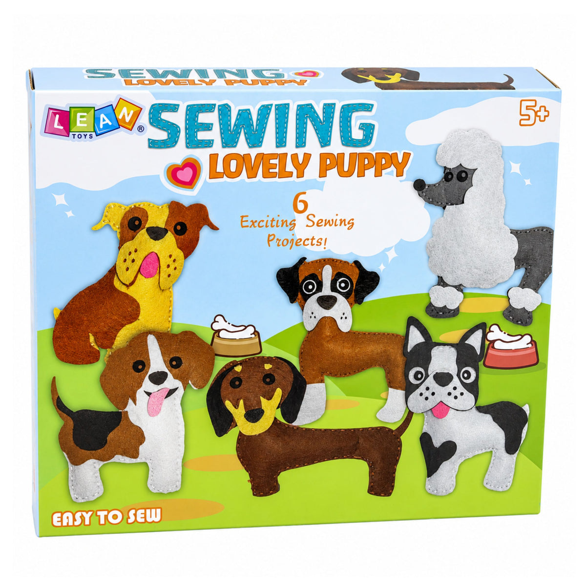 Creative Set Of Stuffed Animals For Sewing Felt Plush Dolls Diy Dogs 6 Pcs.