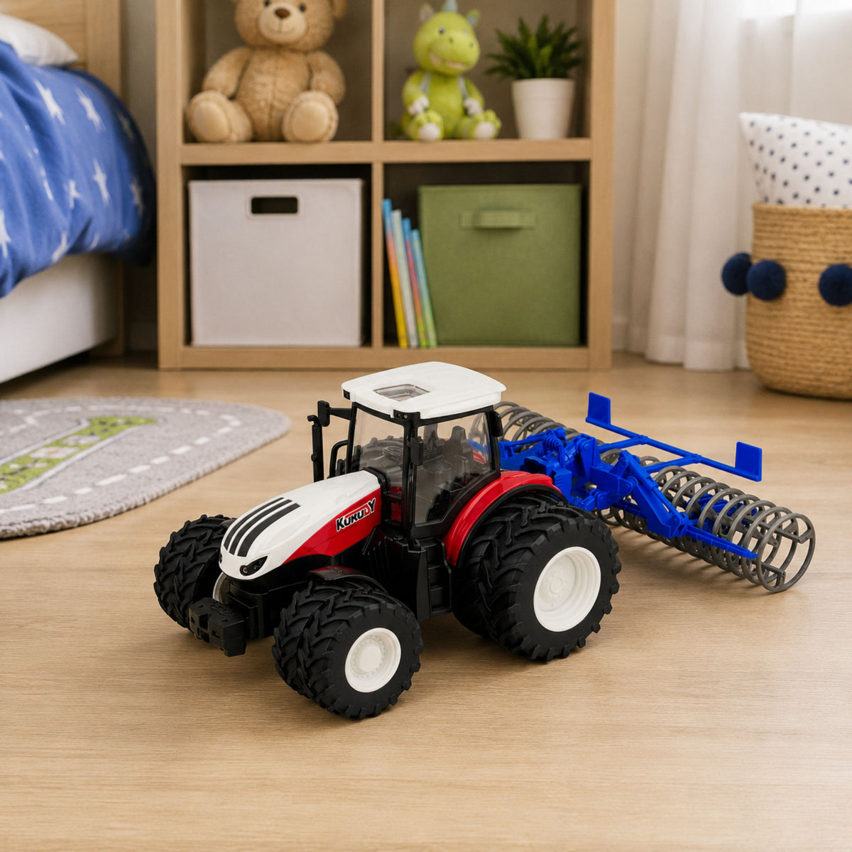 Trattore telecomandato con rulli Rc luci rosse 1:24