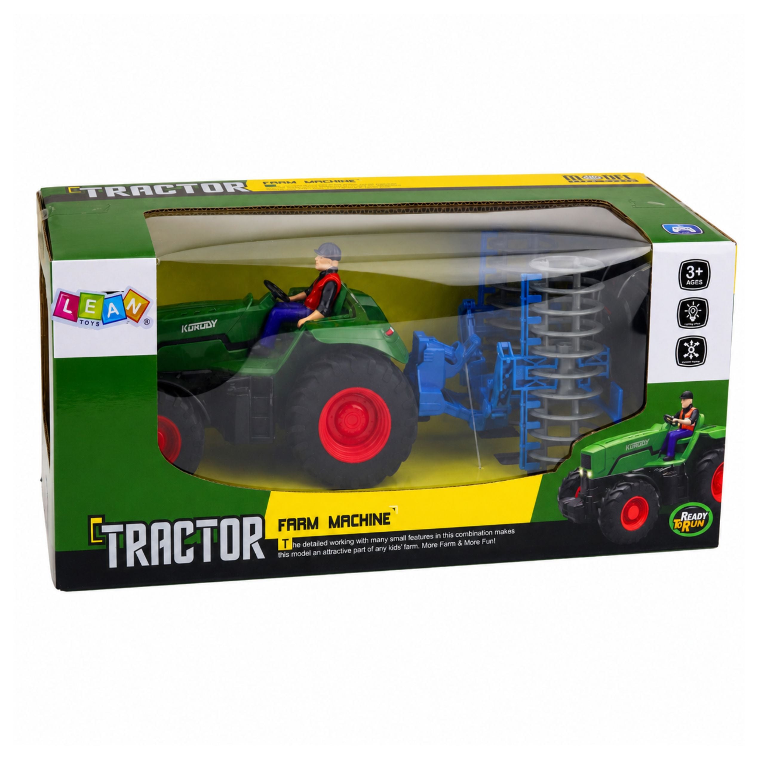 Rc Green Tractor With Roller And Farmer 1:24 Remote Controlled