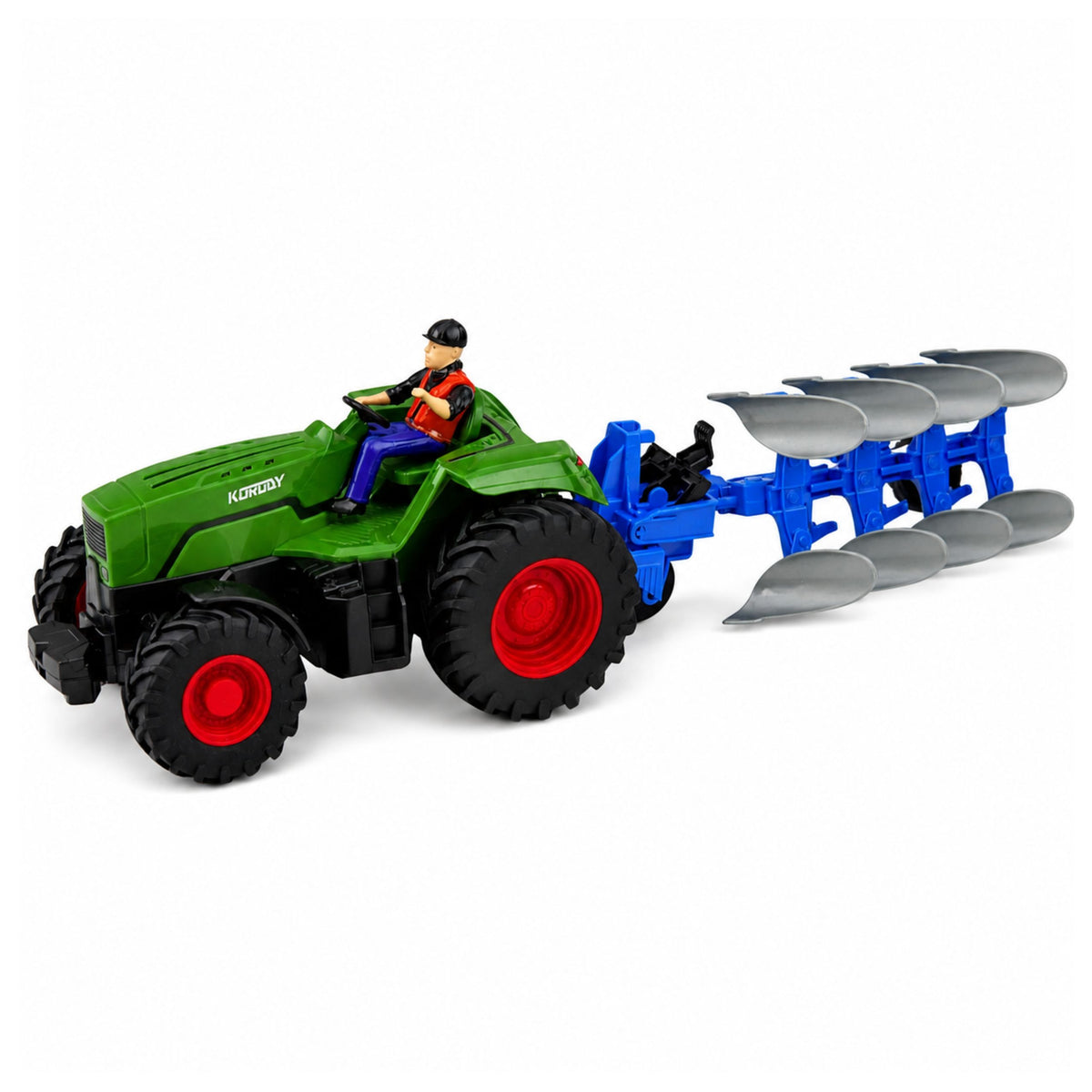 Rc-tractor met ploeg en boer op afstand bestuurbare verlichting Groen 1:24
