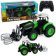 Rc traktor s uchopovačem balíků dálkově ovládaná světla zelená 1:24