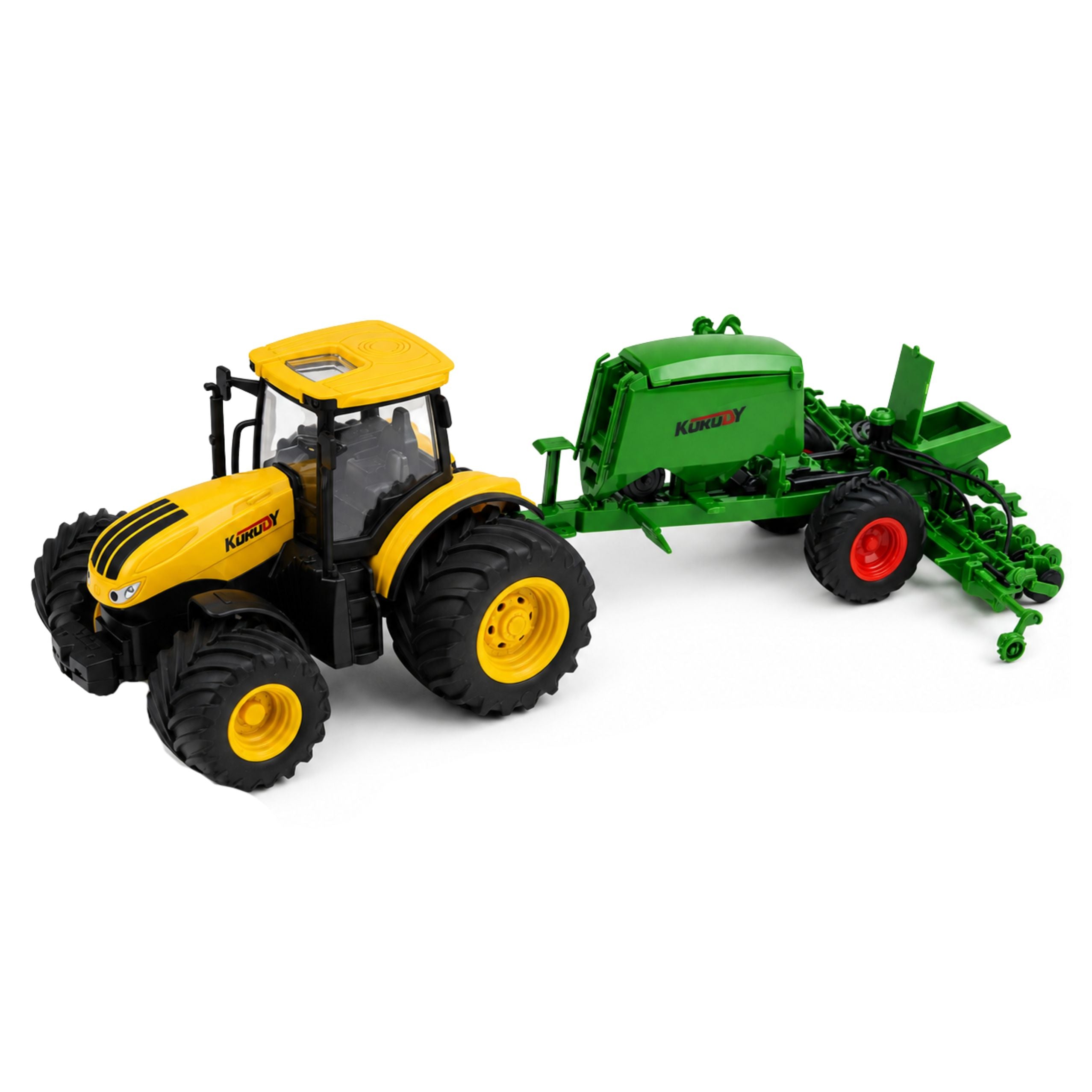 Agricultural Tractor With Seeder And Cultivator Lights Sounds Yellow 1:24