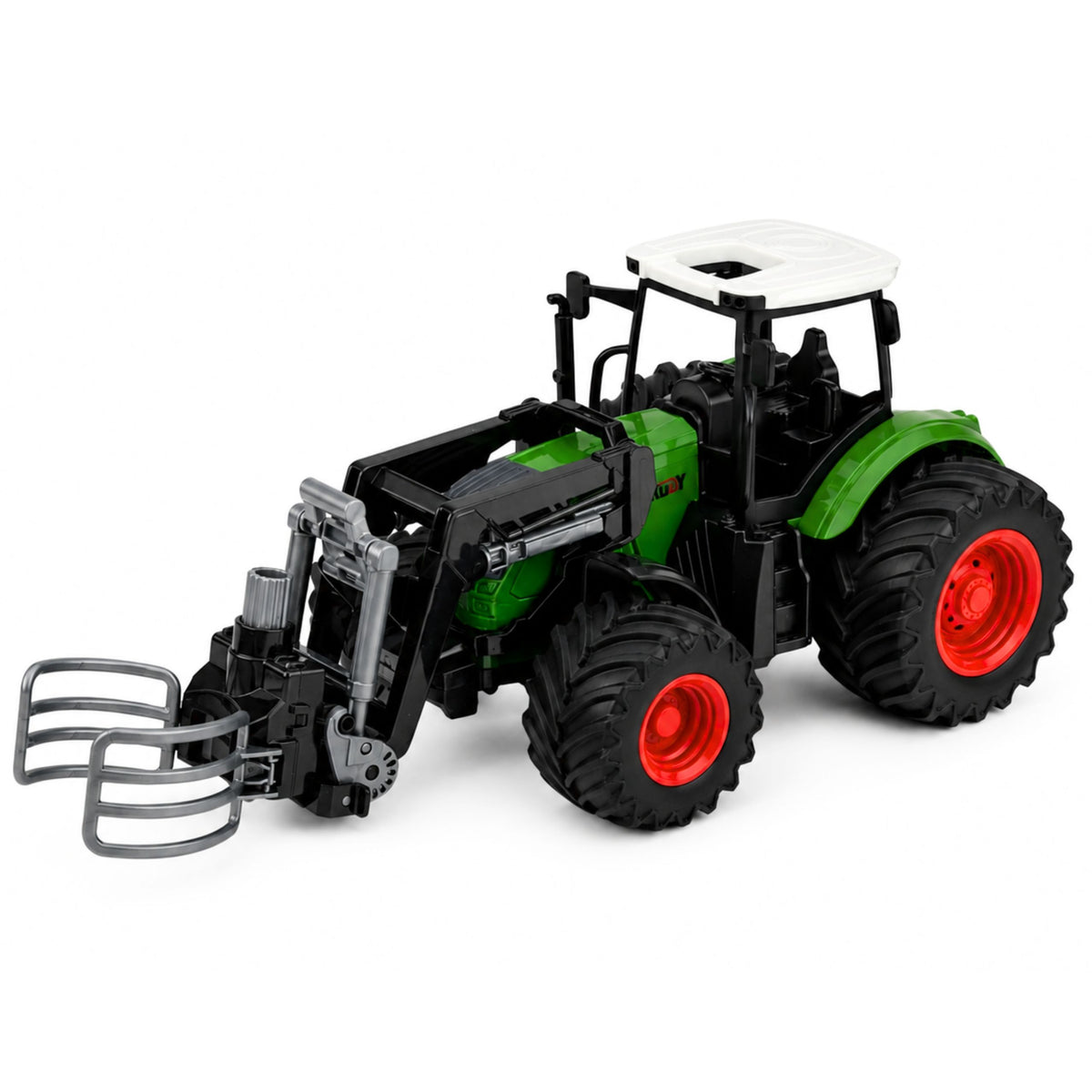 Agricultural Farm Tractor With Bale Grabber Rubber Wheels Green 1:24