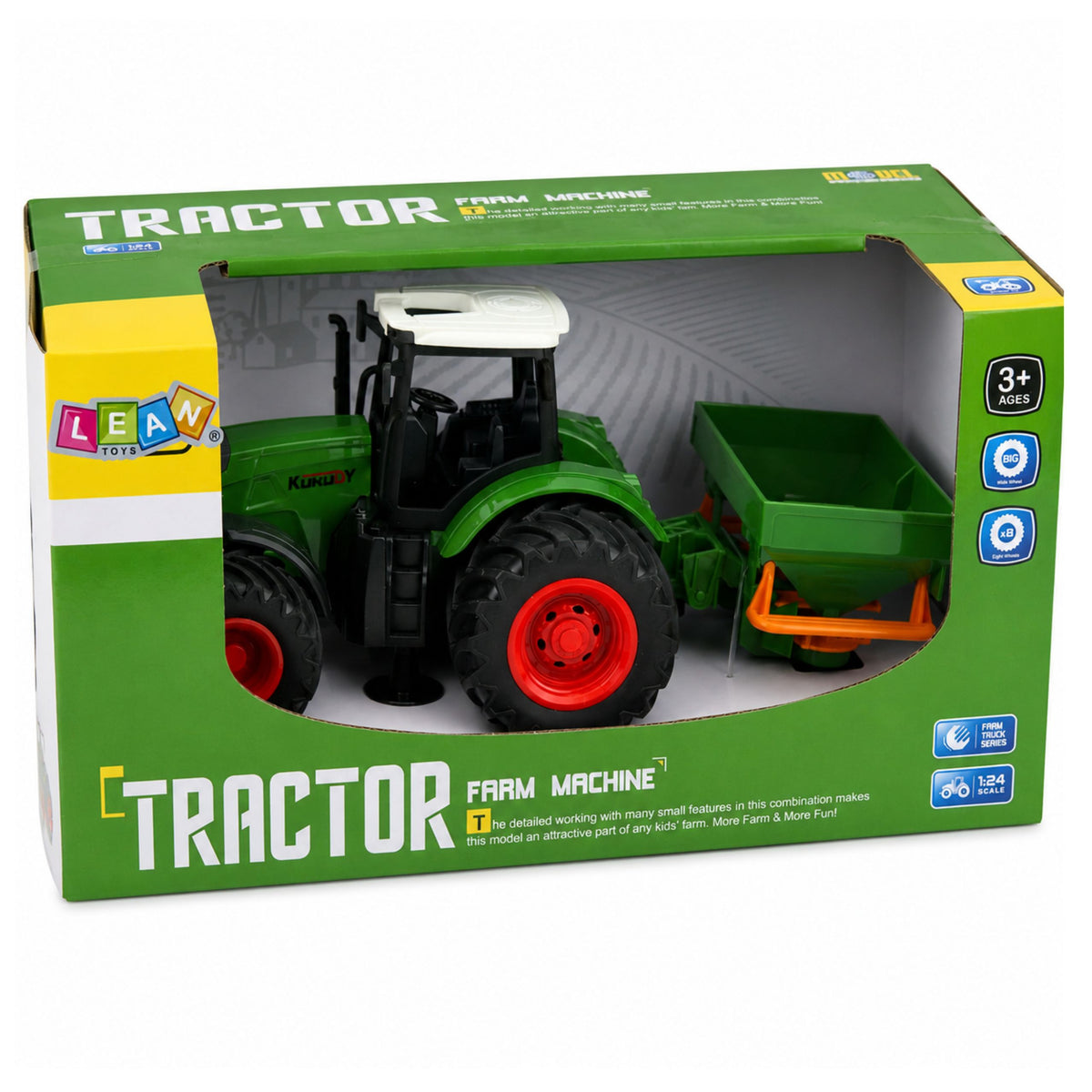 Agricultural Farm Tractor With Seeder Rubber Wheels Agricultural Machine 1:24