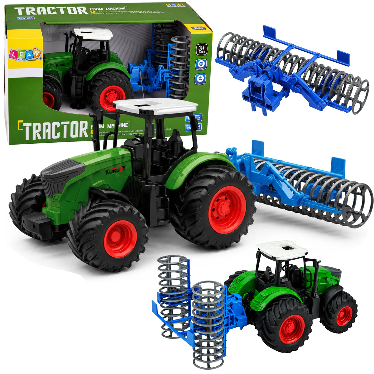 Trattore agricolo con rullo Verde 1:24