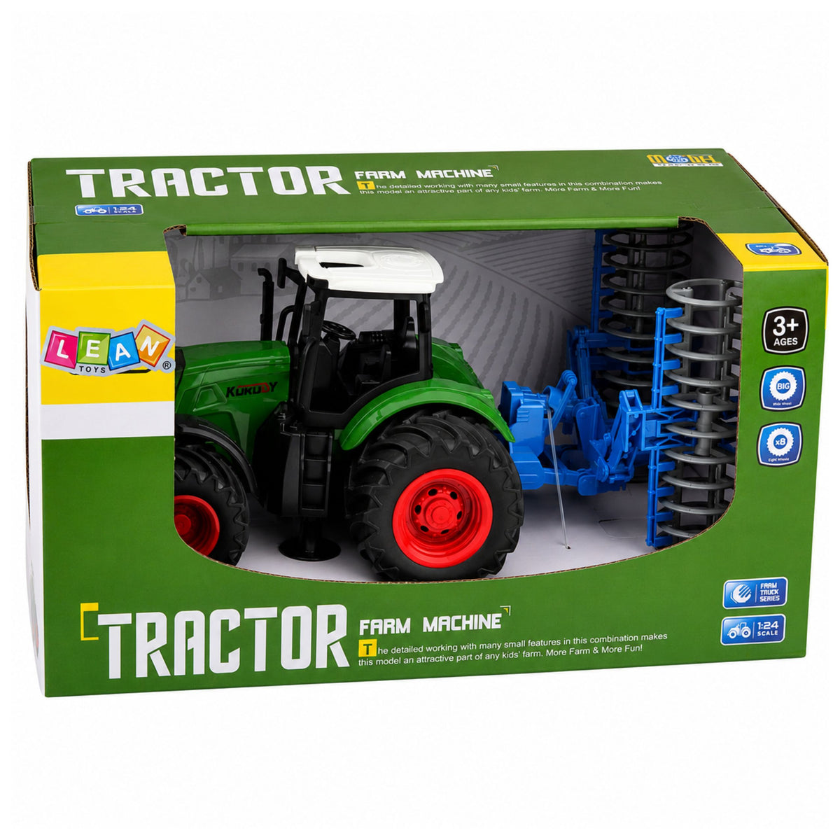 Trattore agricolo con rullo Verde 1:24