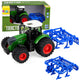 Agricultural Farm Tractor With Cultivator Tillage Unit Green 1:24