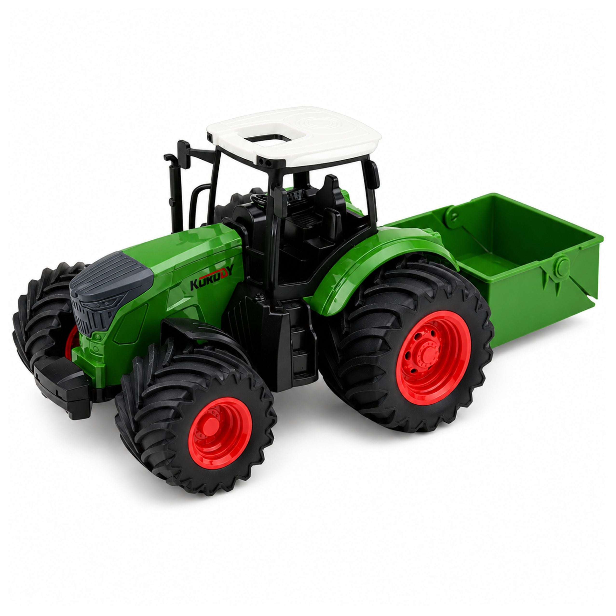 Agricultural Farm Tractor With Fertilizer Spreader Rubber Wheels Green 1:24