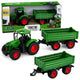 Agricultural Farm Tractor With Tipper Trailer Rubber Wheels Green 1:24